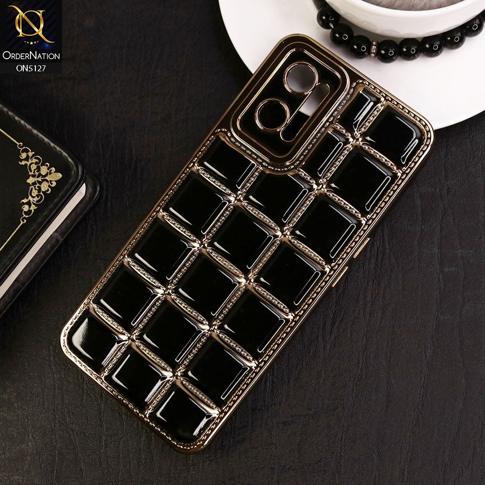 Oppo A36 Cover - Black - New Trendy 3D Electroplating Square Grid Design Soft TPU Case