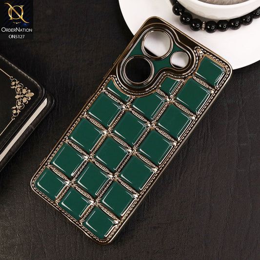 Tecno Camon 20 Cover - Green - New Trendy 3D Electroplating Square Grid Design Soft TPU Case