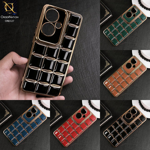 Oppo A38 Cover - Orange - New Trendy 3D Electroplating Square Grid Design Soft TPU Case