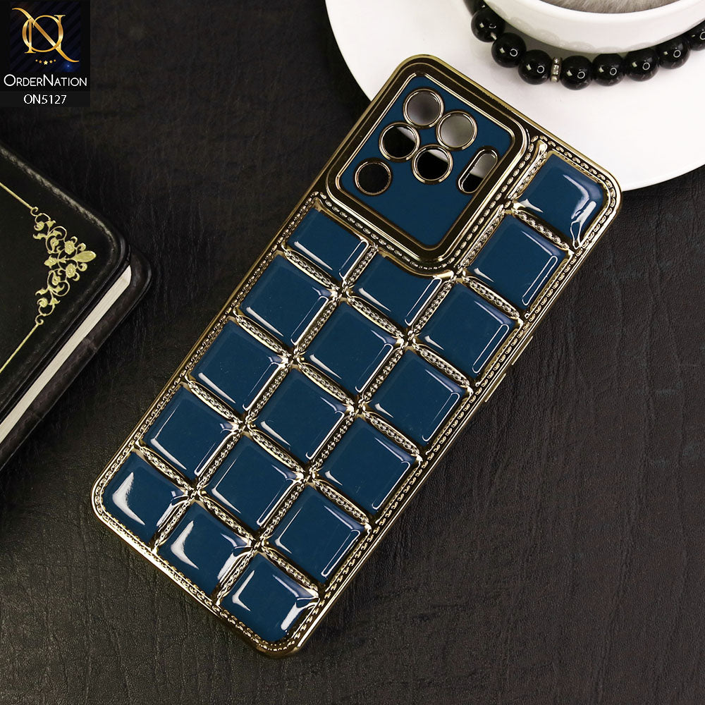 Oppo F19 Pro Cover - Blue - New Trendy 3D Electroplating Square Grid Design Soft TPU Case