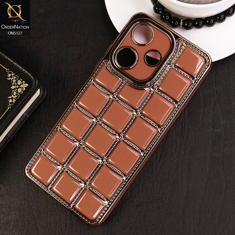 Infinix Hot 30 Cover - Orange - New Trendy 3D Electroplating Square Grid Design Soft TPU Case