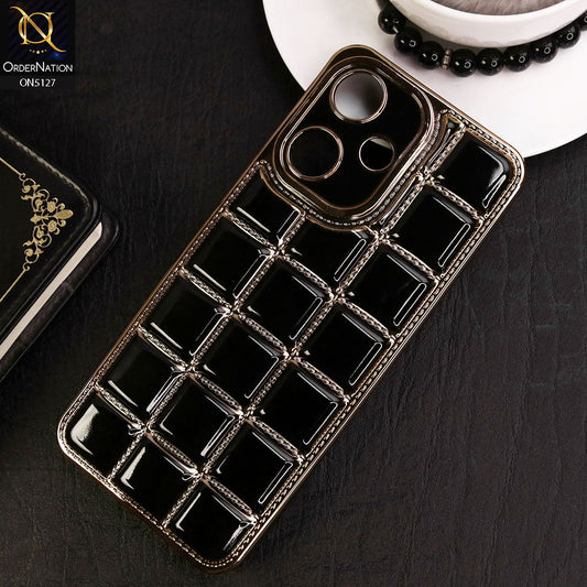 Infinix Hot 30 Play Cover - Black - New Trendy 3D Electroplating Square Grid Design Soft TPU Case