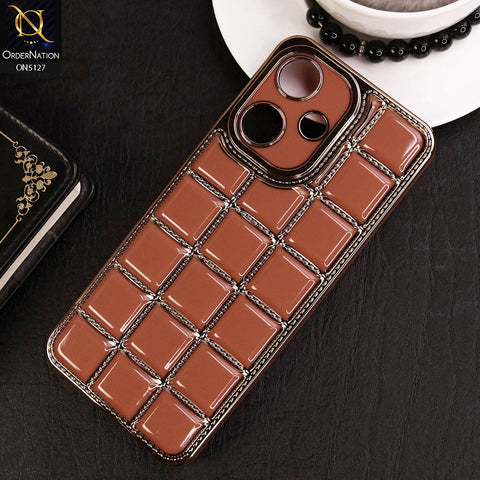 Infinix Hot 30 Play Cover - Orange - New Trendy 3D Electroplating Square Grid Design Soft TPU Case