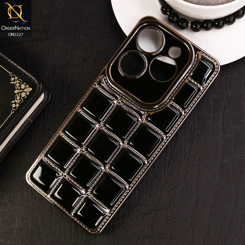 Infinix Hot 40 Pro Cover - Black - New Trendy 3D Electroplating Square Grid Design Soft TPU Case