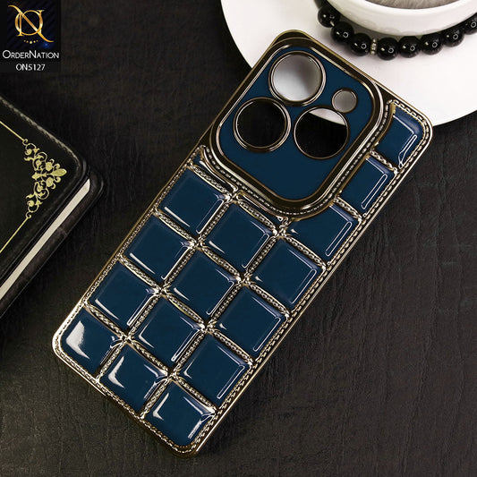 Infinix Hot 40 Cover - Blue - New Trendy 3D Electroplating Square Grid Design Soft TPU Case