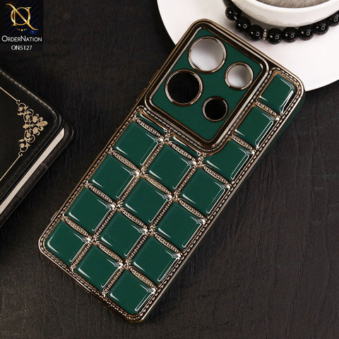 Infinix Note 30 Cover - Green - New Trendy 3D Electroplating Square Grid Design Soft TPU Case