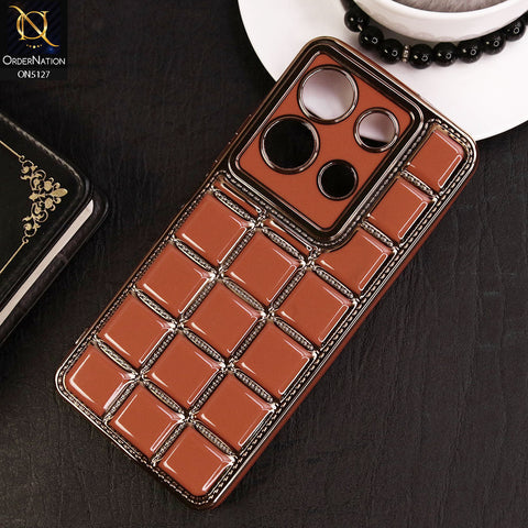 Infinix Note 30 Cover - Orange - New Trendy 3D Electroplating Square Grid Design Soft TPU Case