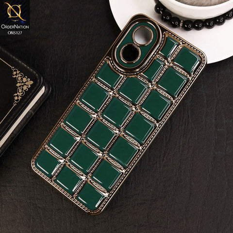 Oppo A18 Cover - Green - New Trendy 3D Electroplating Square Grid Design Soft TPU Case