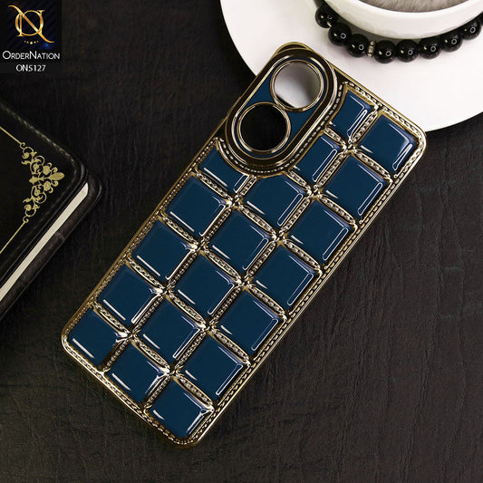 Oppo A78 4G Cover - Blue - New Trendy 3D Electroplating Square Grid Design Soft TPU Case