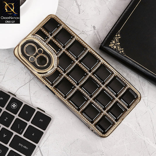 Realme C67 Cover - Black - New Trendy 3D Electroplating Square Grid Design Soft TPU Case