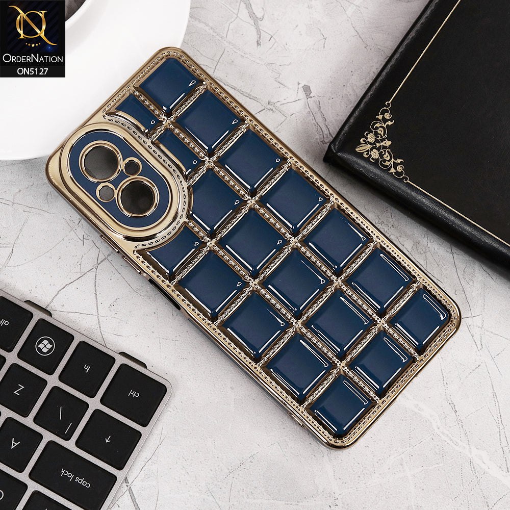 Realme C67 Cover - Blue - New Trendy 3D Electroplating Square Grid Design Soft TPU Case