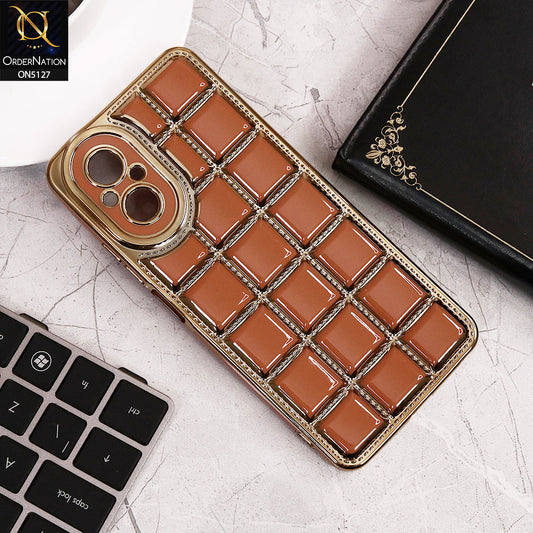 Realme C67 Cover - Orange - New Trendy 3D Electroplating Square Grid Design Soft TPU Case