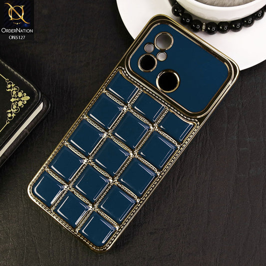 Xiaomi Poco C55 Cover - Blue - New Trendy 3D Electroplating Square Grid Design Soft TPU Case