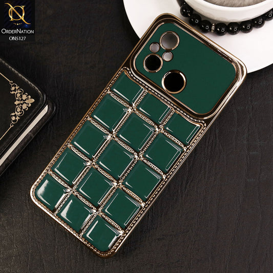 Xiaomi Redmi 12C Cover - Green - New Trendy 3D Electroplating Square Grid Design Soft TPU Case