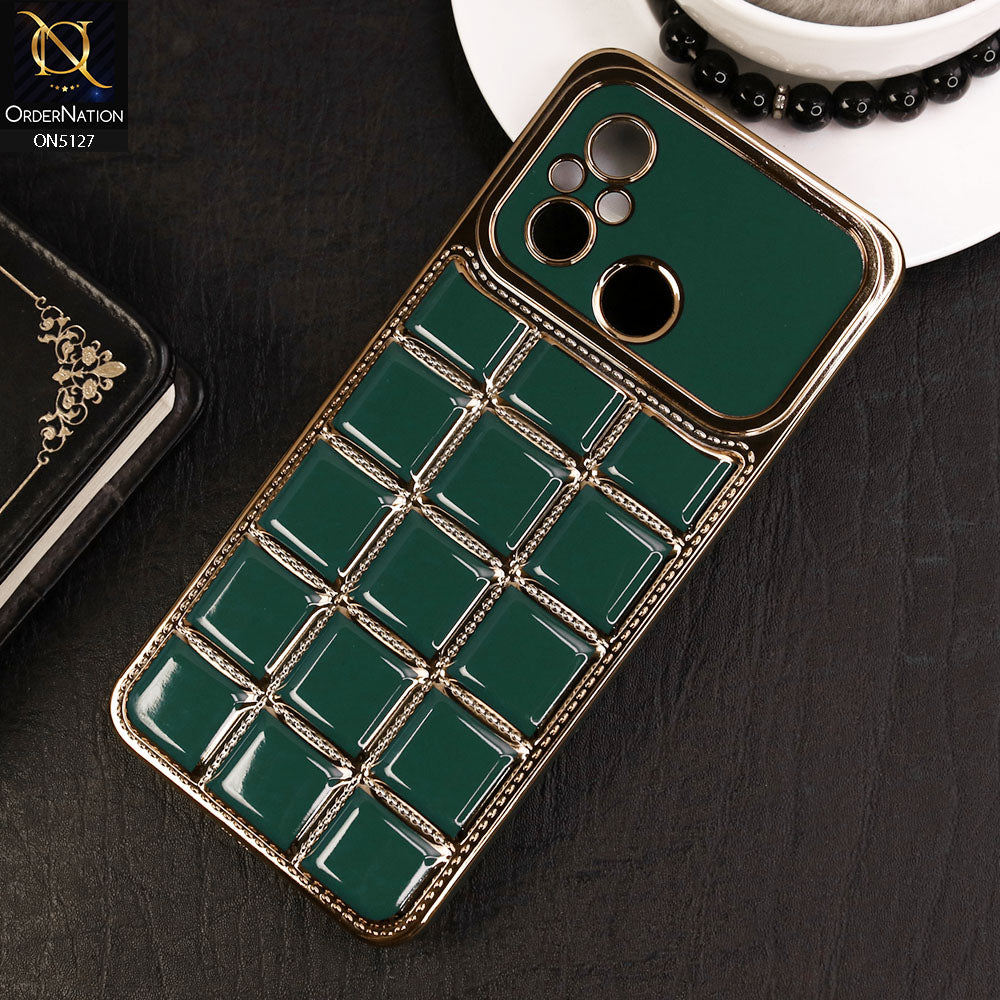 Xiaomi Poco C55 Cover - Green - New Trendy 3D Electroplating Square Grid Design Soft TPU Case