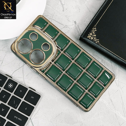 Xiaomi Redmi Note 13 Pro 4G Cover - Green - New Trendy 3D Electroplating Square Grid Design Soft TPU Case