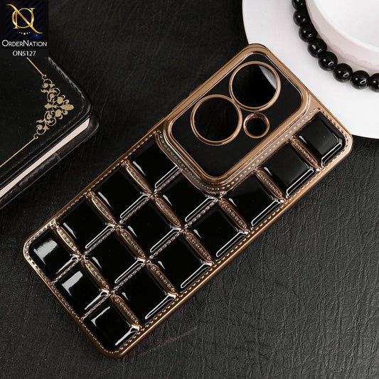 Oppo Reno 11F 5G Cover - Black - New Trendy 3D Electroplating Square Grid Design Soft TPU Case