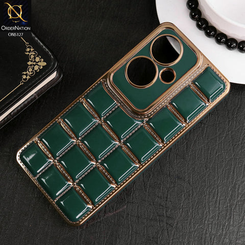 Oppo Reno 11F 5G Cover - Green - New Trendy 3D Electroplating Square Grid Design Soft TPU Case