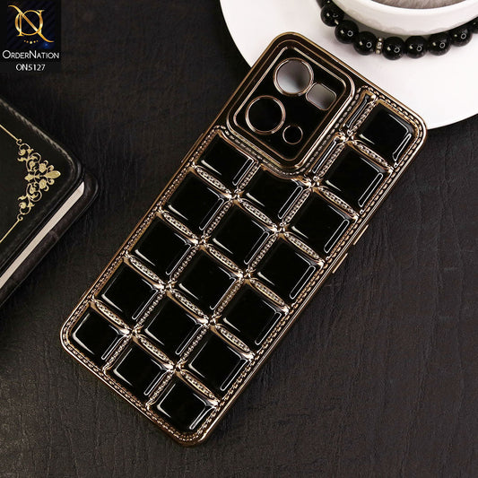 Oppo F21 Pro 4G Cover - Black - New Trendy 3D Electroplating Square Grid Design Soft TPU Case