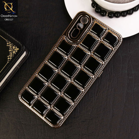 Vivo S1 Cover - Black - New Trendy 3D Electroplating Square Grid Design Soft TPU Case