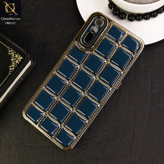 Vivo S1 Cover - Blue - New Trendy 3D Electroplating Square Grid Design Soft TPU Case