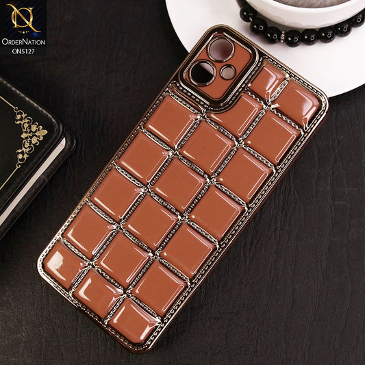 Samsung Galaxy A05 Cover - Orange - New Trendy 3D Electroplating Square Grid Design Soft TPU Case