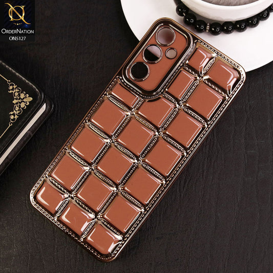 Samsung Galaxy A05s Cover - Orange - New Trendy 3D Electroplating Square Grid Design Soft TPU Case