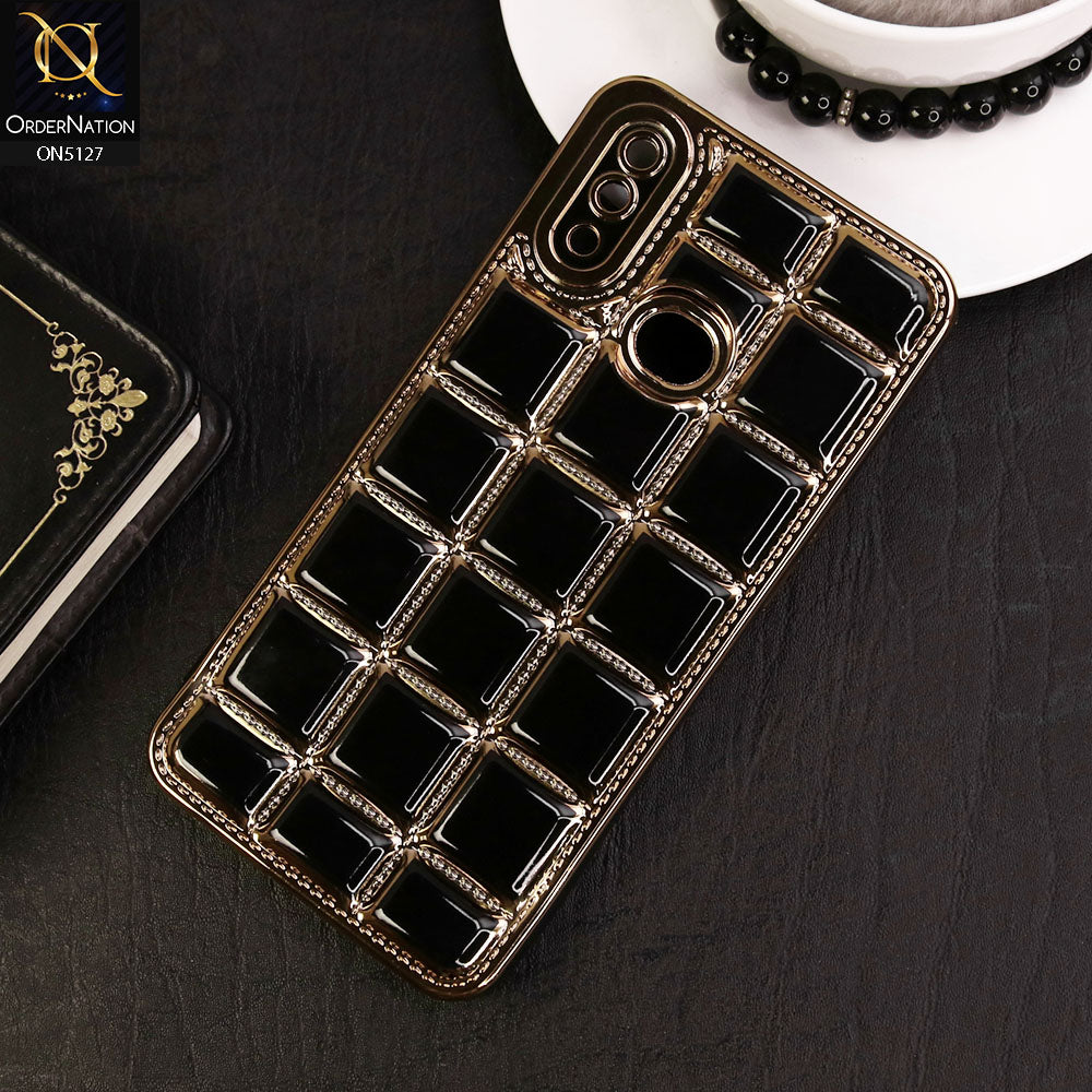 Samsung Galaxy A10s Cover - Black - New Trendy 3D Electroplating Square Grid Design Soft TPU Case