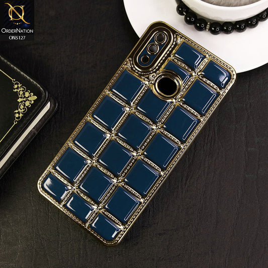 Samsung Galaxy A10s Cover - Blue - New Trendy 3D Electroplating Square Grid Design Soft TPU Case