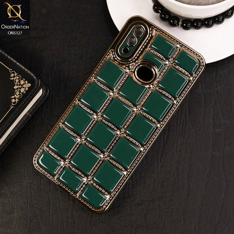 Samsung Galaxy A10s Cover - Green - New Trendy 3D Electroplating Square Grid Design Soft TPU Case