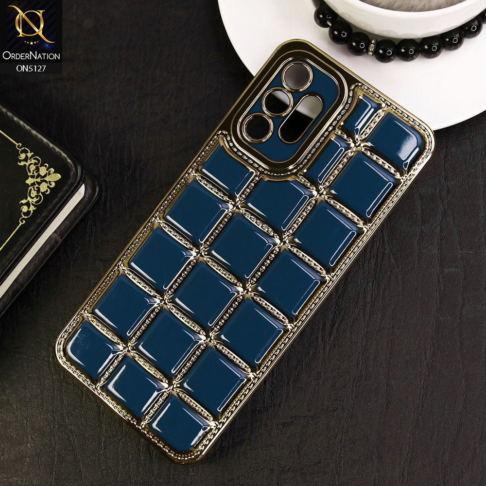 Samsung Galaxy A13 Cover - Blue - New Trendy 3D Electroplating Square Grid Design Soft TPU Case