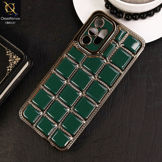 Samsung Galaxy A13 Cover - Green - New Trendy 3D Electroplating Square Grid Design Soft TPU Case