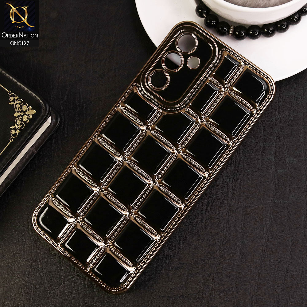 Samsung Galaxy A14 Cover - Black - New Trendy 3D Electroplating Square Grid Design Soft TPU Case