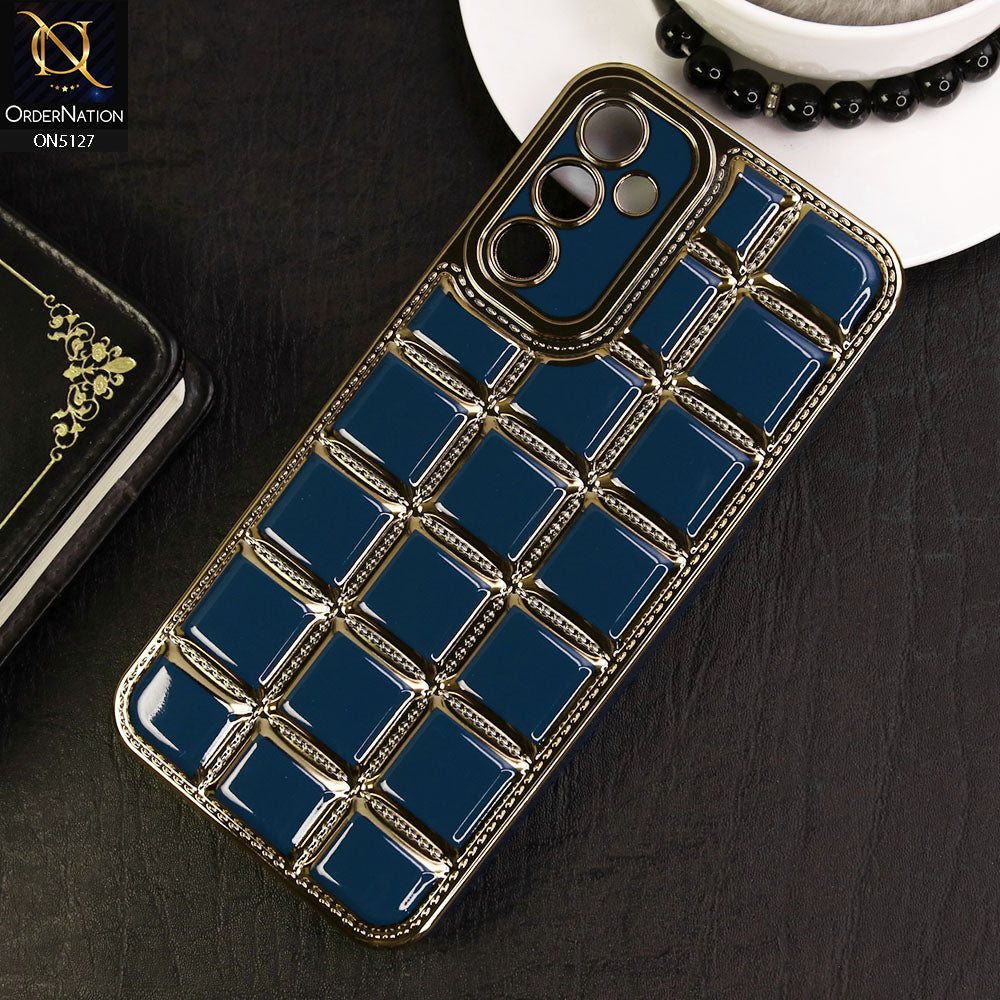 Samsung Galaxy A14 5G Cover - Blue - New Trendy 3D Electroplating Square Grid Design Soft TPU Case