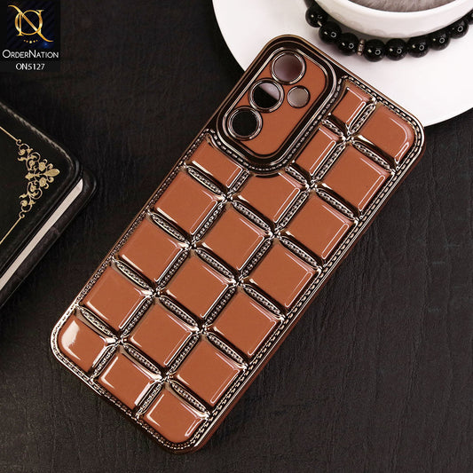 Samsung Galaxy A14 5G Cover - Orange - New Trendy 3D Electroplating Square Grid Design Soft TPU Case