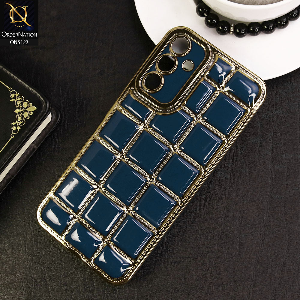 Samsung Galaxy A15 4G Cover - Blue - New Trendy 3D Electroplating Square Grid Design Soft TPU Case