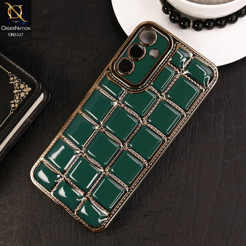 Samsung Galaxy A15 5G Cover - Green - New Trendy 3D Electroplating Square Grid Design Soft TPU Case