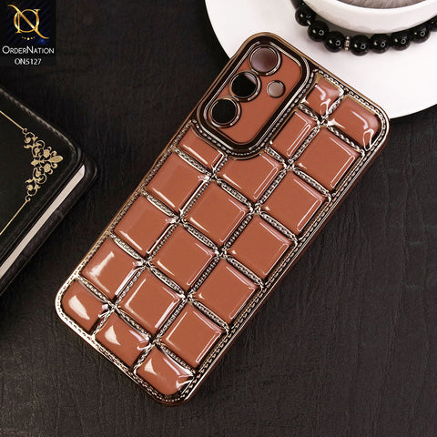 Samsung Galaxy A15 5G Cover - Orange - New Trendy 3D Electroplating Square Grid Design Soft TPU Case