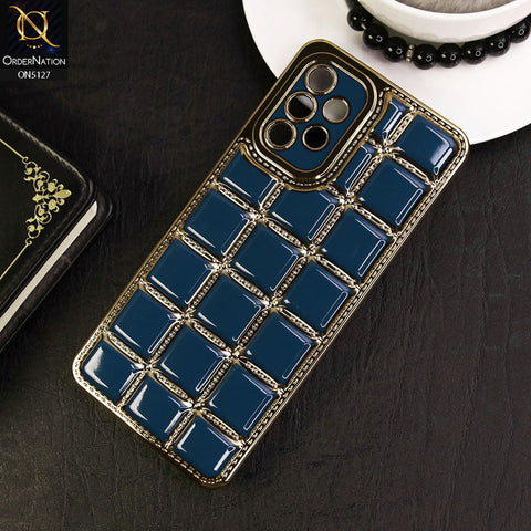 Samsung Galaxy A32 Cover - Blue - New Trendy 3D Electroplating Square Grid Design Soft TPU Case