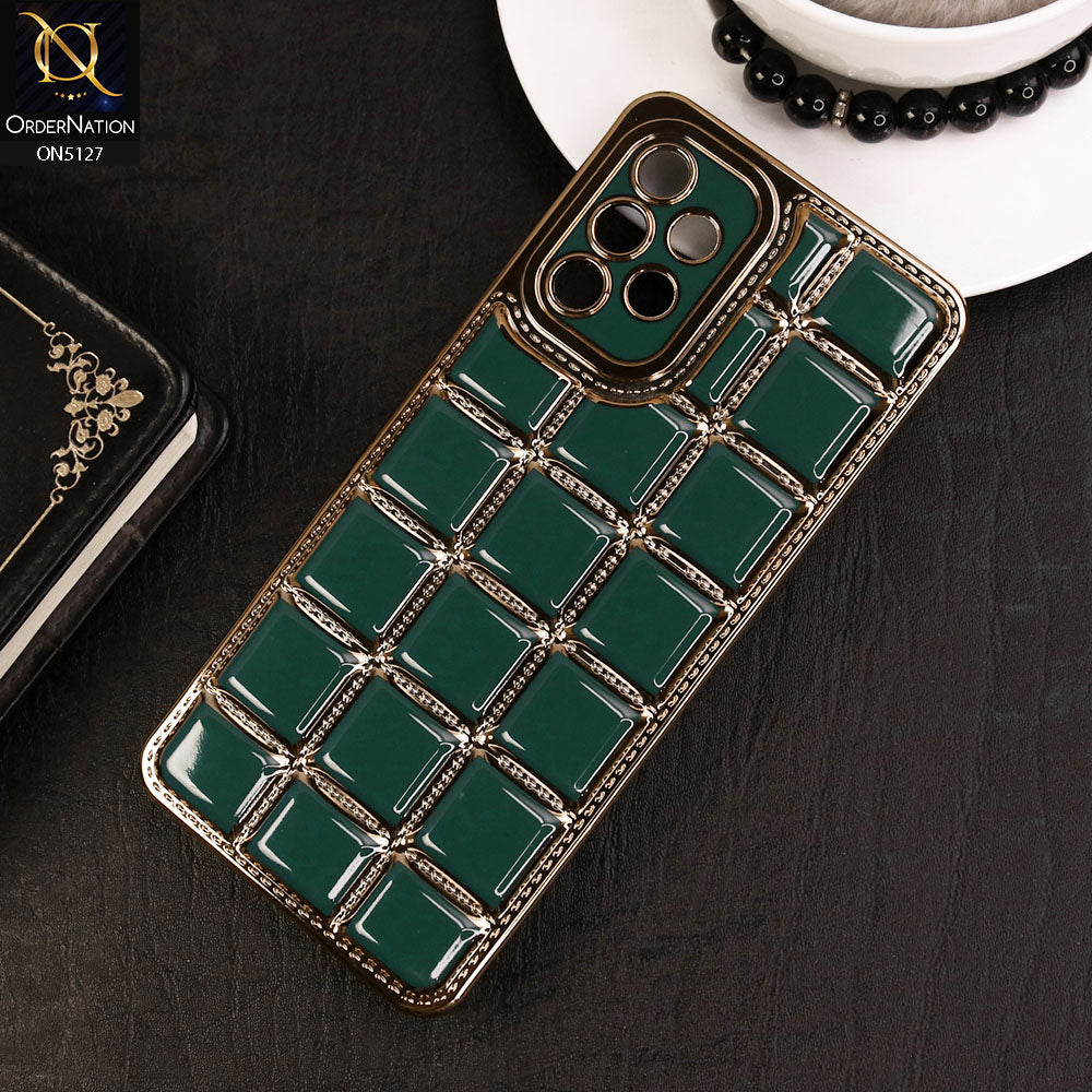 Samsung Galaxy A32 Cover - Green - New Trendy 3D Electroplating Square Grid Design Soft TPU Case