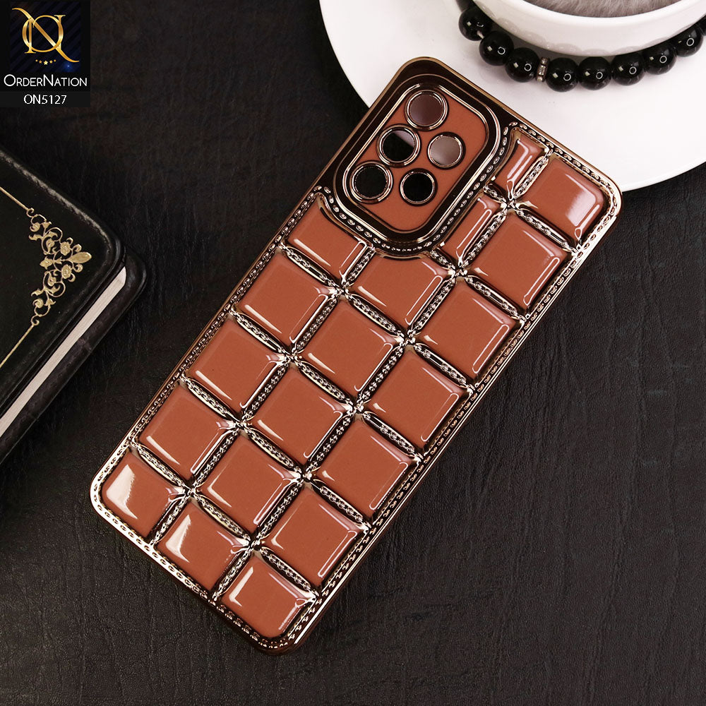 Samsung Galaxy A32 Cover - Orange - New Trendy 3D Electroplating Square Grid Design Soft TPU Case