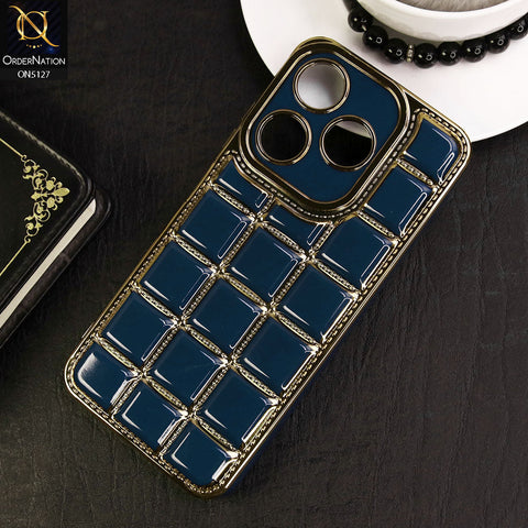 Tecno Spark 10C Cover - Blue - New Trendy 3D Electroplating Square Grid Design Soft TPU Case