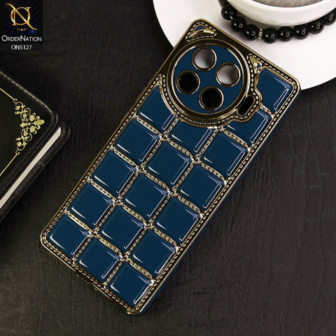 Tecno Spark 20 Pro Plus Cover - Blue - New Trendy 3D Electroplating Square Grid Design Soft TPU Case