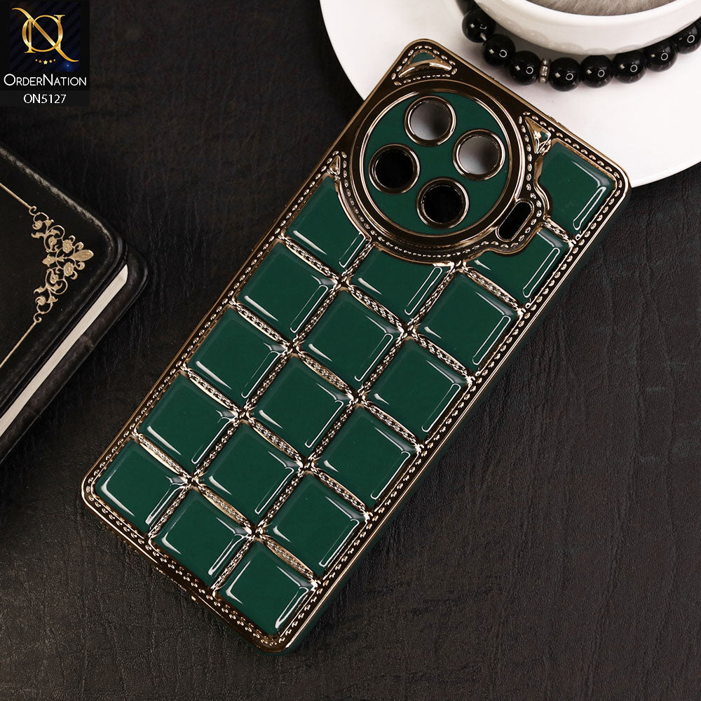 Tecno Spark 20 Pro Plus Cover - Green - New Trendy 3D Electroplating Square Grid Design Soft TPU Case