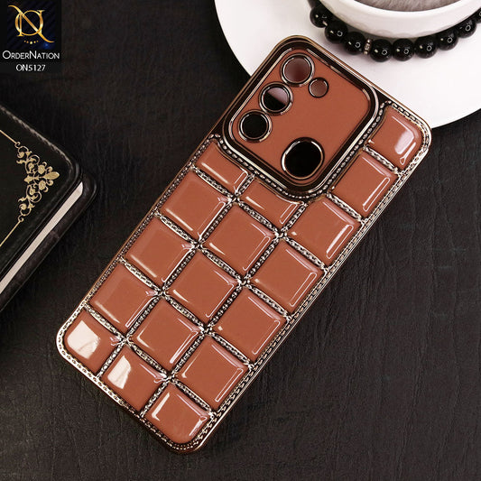 Tecno Spark 9 Cover - Orange - New Trendy 3D Electroplating Square Grid Design Soft TPU Case