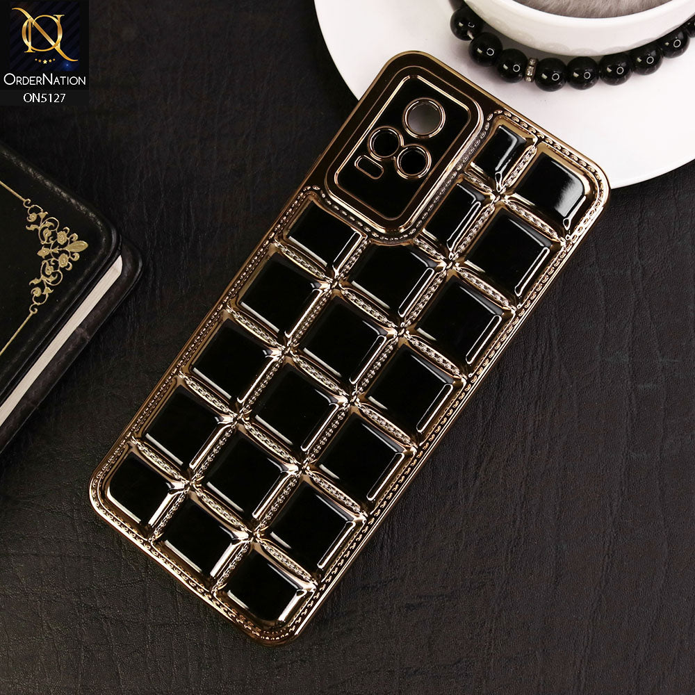 Vivo Y73 Cover - Black - New Trendy 3D Electroplating Square Grid Design Soft TPU Case