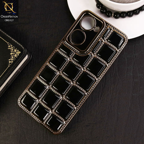 Vivo Y18 Cover - Black - New Trendy 3D Electroplating Square Grid Design Soft TPU Case