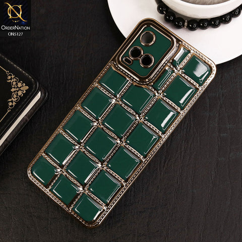 Vivo Y21t Cover - Green - New Trendy 3D Electroplating Square Grid Design Soft TPU Case