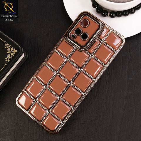 Vivo Y21a Cover - Orange - New Trendy 3D Electroplating Square Grid Design Soft TPU Case