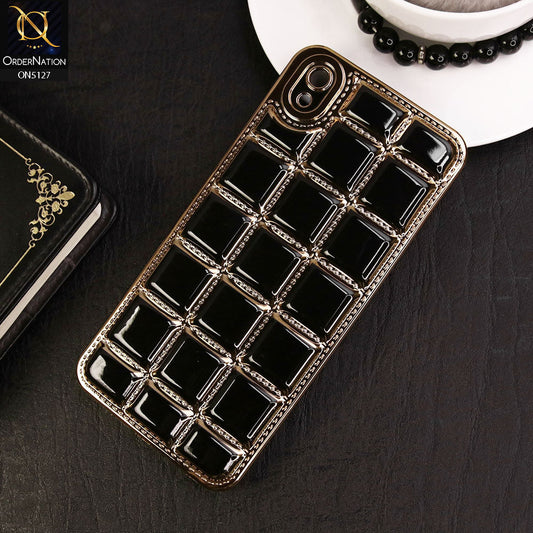 Vivo Y90 Cover - Black - New Trendy 3D Electroplating Square Grid Design Soft TPU Case